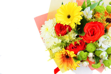 bouquet of colourful flowers in  white background