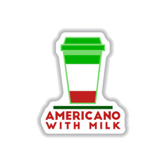 Label Frames and badges vector icons coffee emblem americano with milk