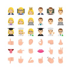 Flat design people emoticon set