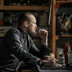 The artist in his studio