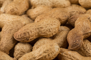 Pile of peanuts shells close up