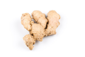 fresh ginger on white background
