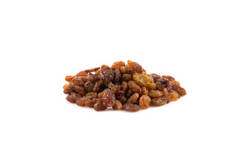 Sweet raisins on white