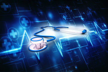 stethoscope isolated on white background. 3d illustration. medical concept