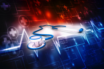stethoscope isolated on white background. 3d illustration. medical concept