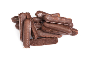 Heap of chocolate glazed stick cookies