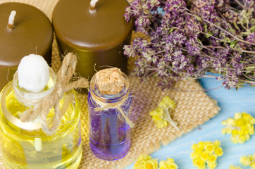Obraz na płótnie Canvas oil for aromatherapy homemade with dry flowers