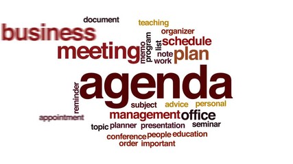 Agenda animated word cloud, text design animation.