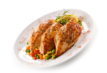 Grilled chicken fillet and vegetables 