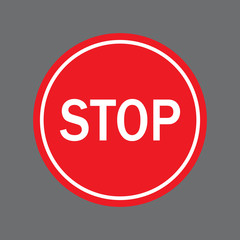     Red stop sign icon with text flat icon for apps and websites.