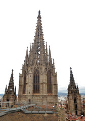 Bell tower of the Metropolitan Cathedral Basilica of Barcelona (focus)
