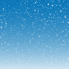 falling snow on the blue background - vector illustration