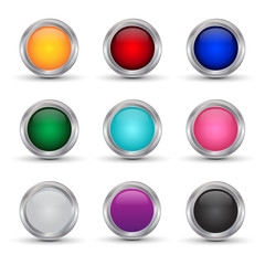 set of shiny web buttons or background with shadow on white background, vector illustration