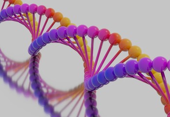 DNA multi color isolated on white 3d illustration