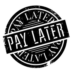 Pay Later rubber stamp. Grunge design with dust scratches. Effects can be easily removed for a clean, crisp look. Color is easily changed.