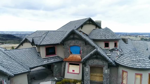 Flyby over homes that are caught in a mudslide in Idaho