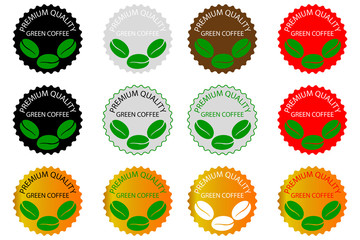 green coffee - sticker or label, coffee bean ,Coffee premium quality,