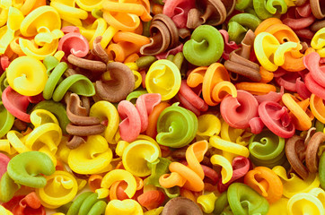 Dry italian pasta in five colours