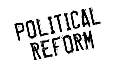 Political Reform rubber stamp. Grunge design with dust scratches. Effects can be easily removed for a clean, crisp look. Color is easily changed.
