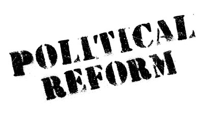 Political Reform rubber stamp. Grunge design with dust scratches. Effects can be easily removed for a clean, crisp look. Color is easily changed.
