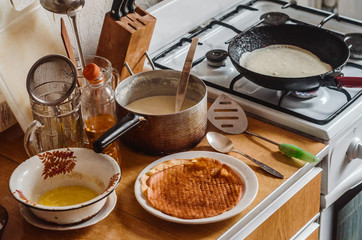 all busy kitchen ingredients for pancakes