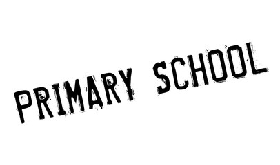 Primary School rubber stamp. Grunge design with dust scratches. Effects can be easily removed for a clean, crisp look. Color is easily changed.