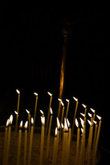 Lighted candles in church