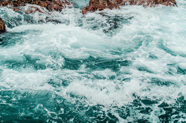 raging sea and rocks