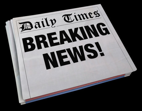 Breaking News Spinning Newspaper Headline 3d Illustration