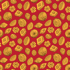 Novruz seamless background with sweets.