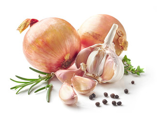 onions, garlic and spices