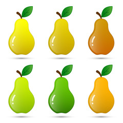 Pear fruit icon set, vector isolated illustration.