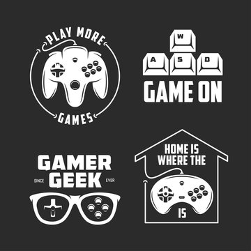 Retro video games related t-shirt design set. Quotes about gaming. Vector vintage illustration.