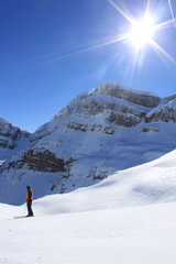 skier enjoying the silence of the mountain in a sunny day, Spain