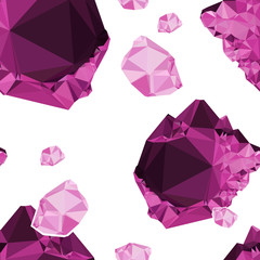 Seamless pattern with sparkling purple jewels. 