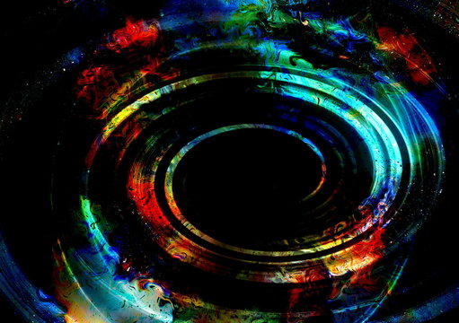 centripetal circle shapes on abstract colorful cosmic backgroung.