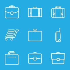 Set of 9 briefcase outline icons