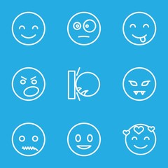 Set of 9 smiley outline icons
