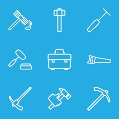 Fototapeta premium Set of 9 hammer outline icons