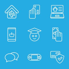 Set of 9 online outline icons