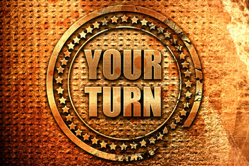 your turn, 3D rendering, metal text
