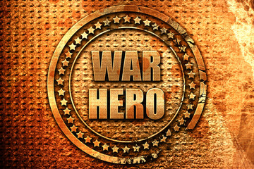 war hero, 3D rendering, metal text