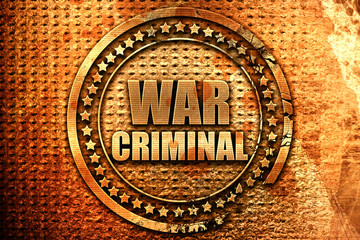 war criminal, 3D rendering, metal text