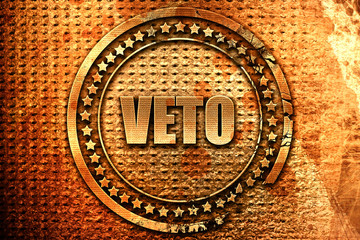 veto, 3D rendering, metal text