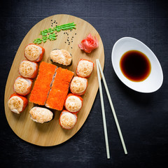 Traditional Japanese food. Top view. Flat lay