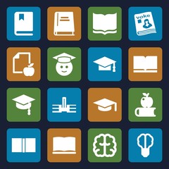 Set of 16 knowledge filled icons