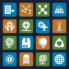 Set of 16 global filled icons