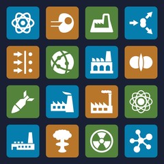 Set of 16 nuclear filled icons