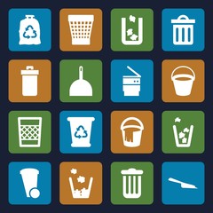 Set of 16 trash filled icons