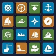 Set of 16 nautical filled icons